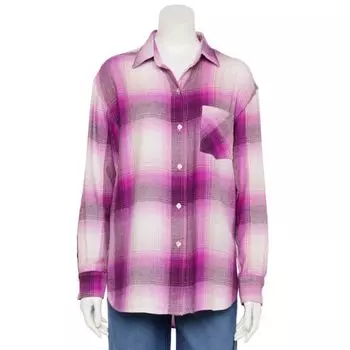 Маленькая свободная фланелевая кофточка бойфренда Sonoma Goods For Life, цвет dark purple plaid