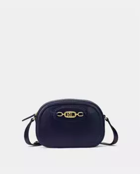 Маленькая темно-синяя кожаная сумка через плечо Jordynn на молнии Lauren Ralph Lauren, темно-синий