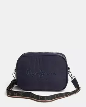 Маленькая темно-синяя нейлоновая сумка через плечо Bassy на молнии Pepe Jeans, темно-синий
