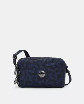 Маленькая темно-синяя сумка через плечо Milda с геометрическим принтом Kipling, темно-синий
