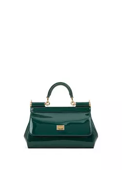 Маленькая темно-зеленая женская кожаная сумка через плечо sicily Dolce&Gabbana
