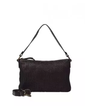 Маленькая трикотажная сумка через плечо из мытой кожи THB The Bagging Co, темно-коричневый