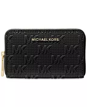 Маленькая визитница signature jet с застежкой-молнией Michael Kors, черный