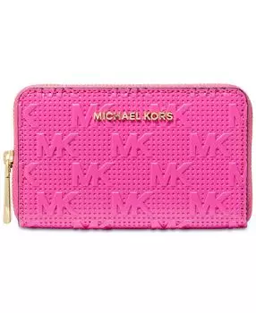 Маленькая визитница signature jet с застежкой-молнией Michael Kors, вишневый