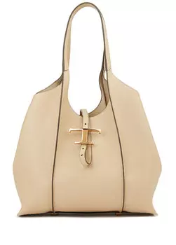 Маленькая вневременная женская кожаная сумка бежевого цвета Tod's