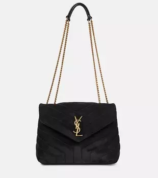 Маленькая замшевая сумка через плечо Loulou Saint Laurent, черный