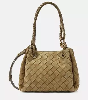 Маленькая замшевая сумка через плечо Parachute Bottega Veneta, Algae-M Brass