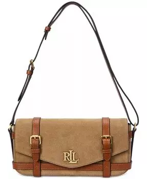 Маленькая замшевая сумка на плечо Sawyer Lauren Ralph Lauren, коричневый