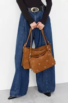 Маленькая замшевая сумка с люверсами & Other Stories, коричневый