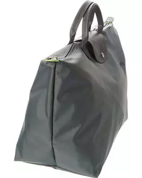 Маленькая зеленая дорожная сумка Longchamp Le Pliage из ткани и кожи, серый