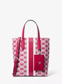 Маленькая жаккардовая сумка-тоут Vincent с логотипом и чехлом для карт Michael Kors, красный