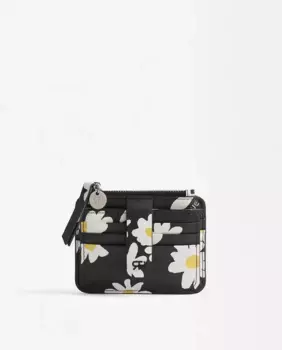 Маленькая женская держательница для открыток с застежкой-молнией и цветочным принтом Parfois, чёрный