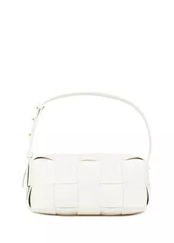 Маленькая женская кожаная сумка brick cassette white Bottega Veneta