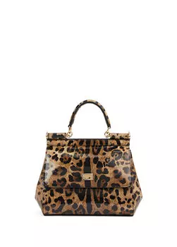 Маленькая женская кожаная сумка на плечо с леопардовым принтом sicily Dolce&Gabbana