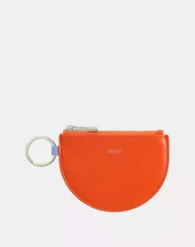 Маленькая женская кожаная сумочка с брелоком и молнией Dudu, оранжевый