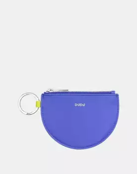 Маленькая женская кожаная сумочка с брелоком и молнией Dudu, синий