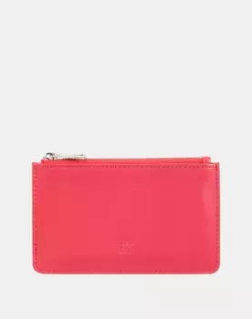 Маленькая женская кожаная визитница на молнии Dudu, коралловый