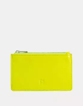 Маленькая женская кожаная визитница на молнии Dudu, желтый