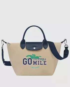 Маленькая женская многопозиционная тканевая сумка через плечо Le Pliage Collection Longchamp, цвет Natural