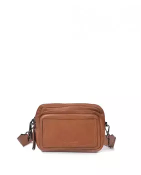 Маленькая женская сумка через плечо из стираной коньячной кожи The Bagging Co, светло-коричневый