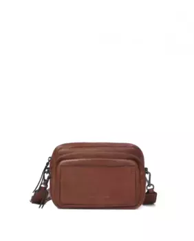 Маленькая женская сумка через плечо из мытой кожи The Bagging Co, светло-коричневый