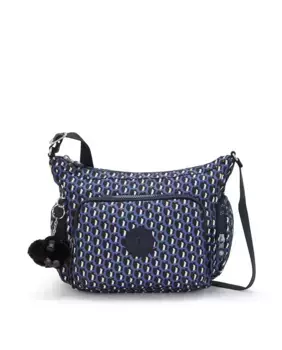 Маленькая женская сумка через плечо Kipling с регулируемым ремешком, синяя с принтом, мультиколор