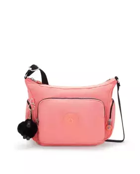 Маленькая женская сумка через плечо Kipling с регулируемым ремешком лососевого цвета
