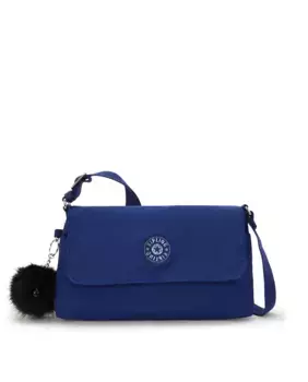 Маленькая женская сумка через плечо с клапаном синего цвета Kipling