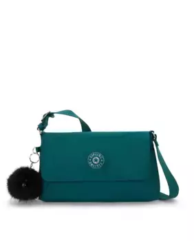 Маленькая женская сумка через плечо с клапаном темно-зеленого цвета Kipling, темно-зеленый