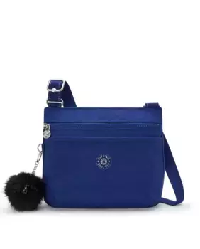 Маленькая женская сумка через плечо с передним отделением Kipling синего цвета