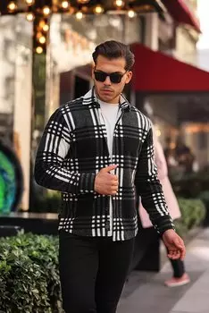 Маленькая зимняя флисовая рубашка в клетку XC U16707B Stilkombin, черный