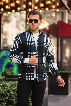 Маленькая зимняя флисовая рубашка в клетку XC U16707B Stilkombin, темно-зеленый