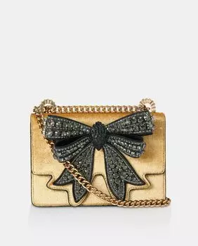 Маленькая золотая сумка через плечо Shoreditch с контрастным бантом Kurt Geiger, золотой