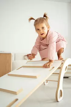 МАЛЕНЬКАЯ качалка Монтессори с ручками + МАЛЕНЬКАЯ ЛЕСТНИЦА-горка tupti.wood