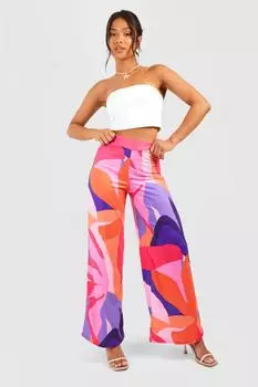 Маленькие брюки с абстрактным принтом Boohoo, фиолетовый