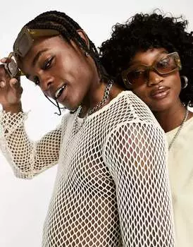 Маленькие прямоугольные солнцезащитные очки AJ Morgan прозрачно-оливкового цвета