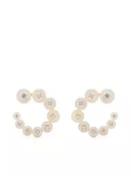 Маленькие серьги Circle из желтого золота с бриллиантами и перламутром Fernando Jorge, золотой
