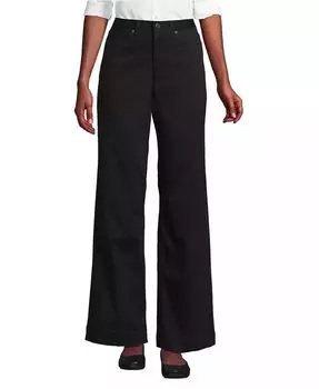 Маленькие широкие брюки-чиносы с высокой посадкой и 5 карманами Lands' End, черный