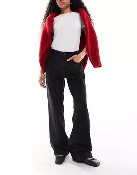 Маленькие широкие джинсы 90-х годов с высокой талией черного цвета Bershka