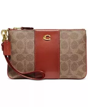 Маленький браслет из парусины с покрытием Signature на молнии Coach, бежевый