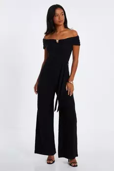 Маленький черный комбинезон-палаццо Bardot QUIZ Clothing