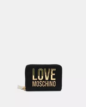 Маленький черный кошелек на молнии Love Moschino, черный