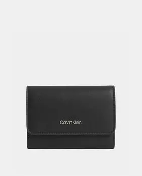 Маленький черный кошелек с фирменной аппликацией Calvin Klein, черный