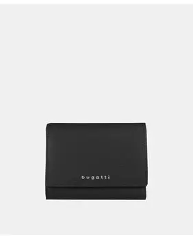 Маленький черный кожаный кошелек Linda Bugatti, черный