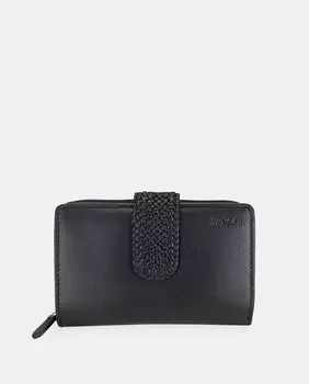 Маленький черный кожаный кошелек с плетеным ремешком Yancci, черный