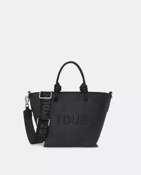 Маленький черный шопер на молнии и короткой ручке Tous, черный