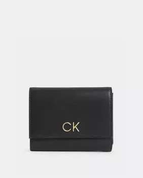 Маленький черный тройной кошелек Calvin Klein, черный