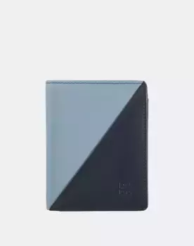 Маленький двухцветный кожаный женский кошелек с портмоне Dudu, темно-синий