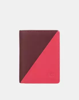 Маленький двухцветный кожаный женский кошелек с портмоне Dudu, коралловый