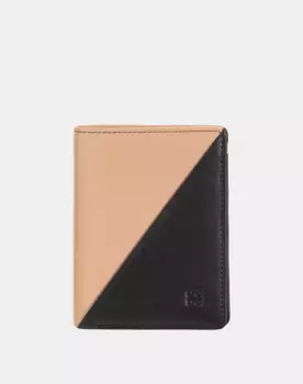 Маленький двухцветный кожаный женский кошелек с портмоне Dudu, черный